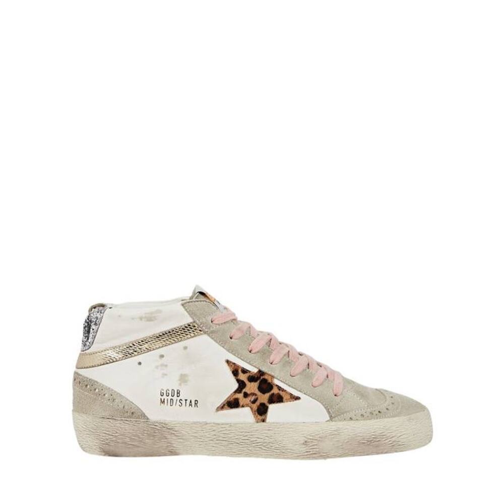 Golden Goose Mid Star High-Top Leather Sneakers in White/Beige/Ice/Platinum 41 - Picture 2 of 3